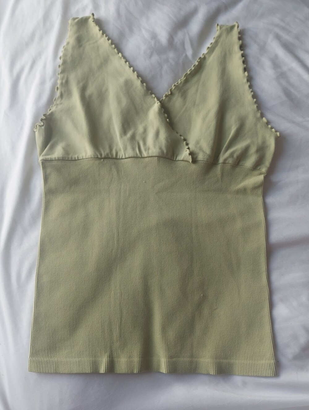 Last Tango Light Sage Ribbed V-Neck Tank Top